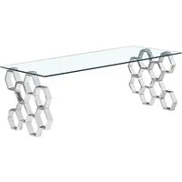 Qortni Coffee Table - Clear Glass, Silver Metal alternate view