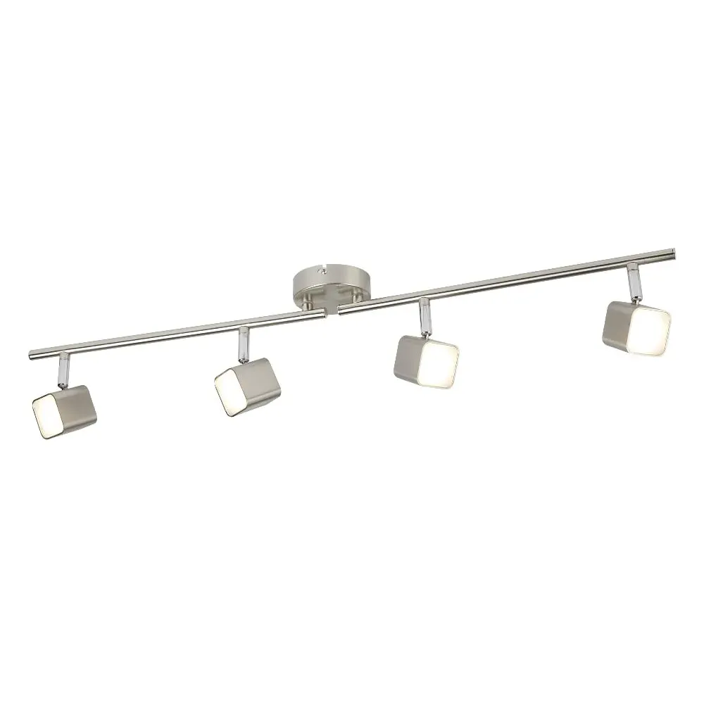 Quad LED 4 Light Square Head Bar Spotlight - Satin Silver, Steel image