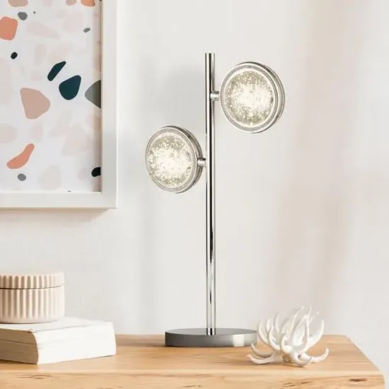 Quartz 2 Lights Bubble Glass Table Lamp - Chrome image
