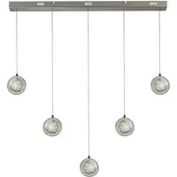 Quartz 5 Lights Bubble Glass Bar Pendant - Chrome