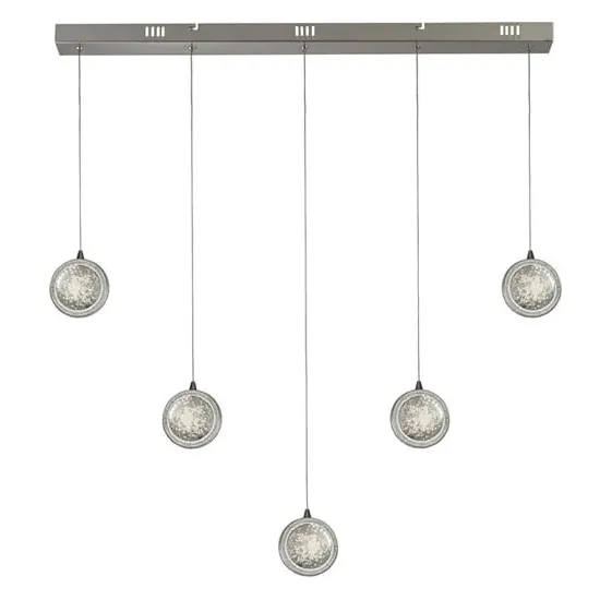 Quartz 5 Lights Bubble Glass Bar Pendant - Chrome