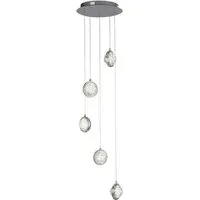 Quartz 5 Lights Bubble Glass Ceiling Pendant - Chrome
