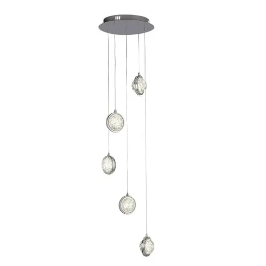 Quartz 5 Lights Bubble Glass Ceiling Pendant - Chrome