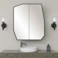 Quartz Bathroom Mirror Cabinet - Black, MDF alternate view