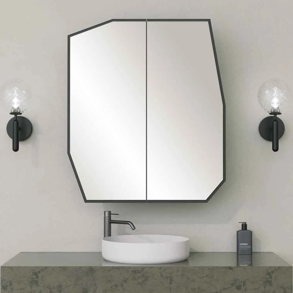 Quartz Bathroom Mirror Cabinet - Black, MDF product