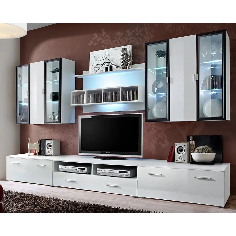 Quebec Entertainment Unit with LED - White, High Gloss