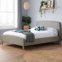 Quebecor Double Bed - Grey, Fabric