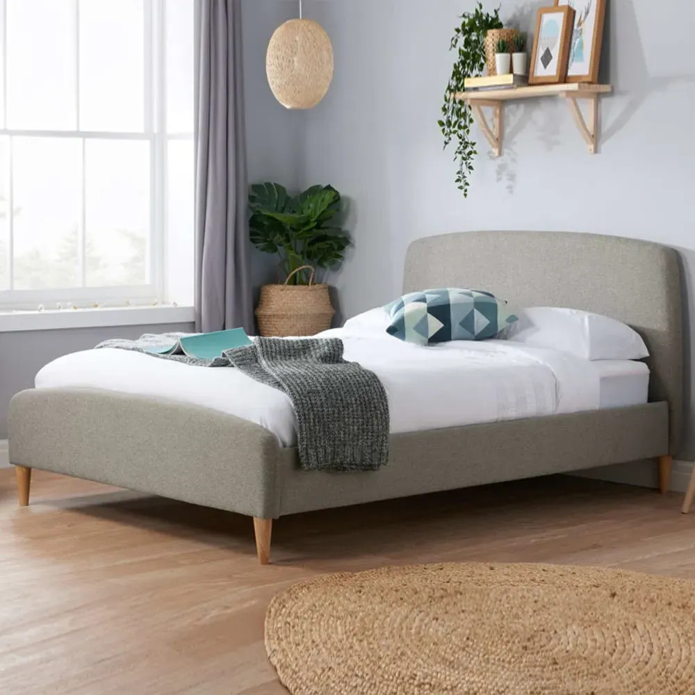 Quebecor Small Double Bed Frame - Grey, Fabric image