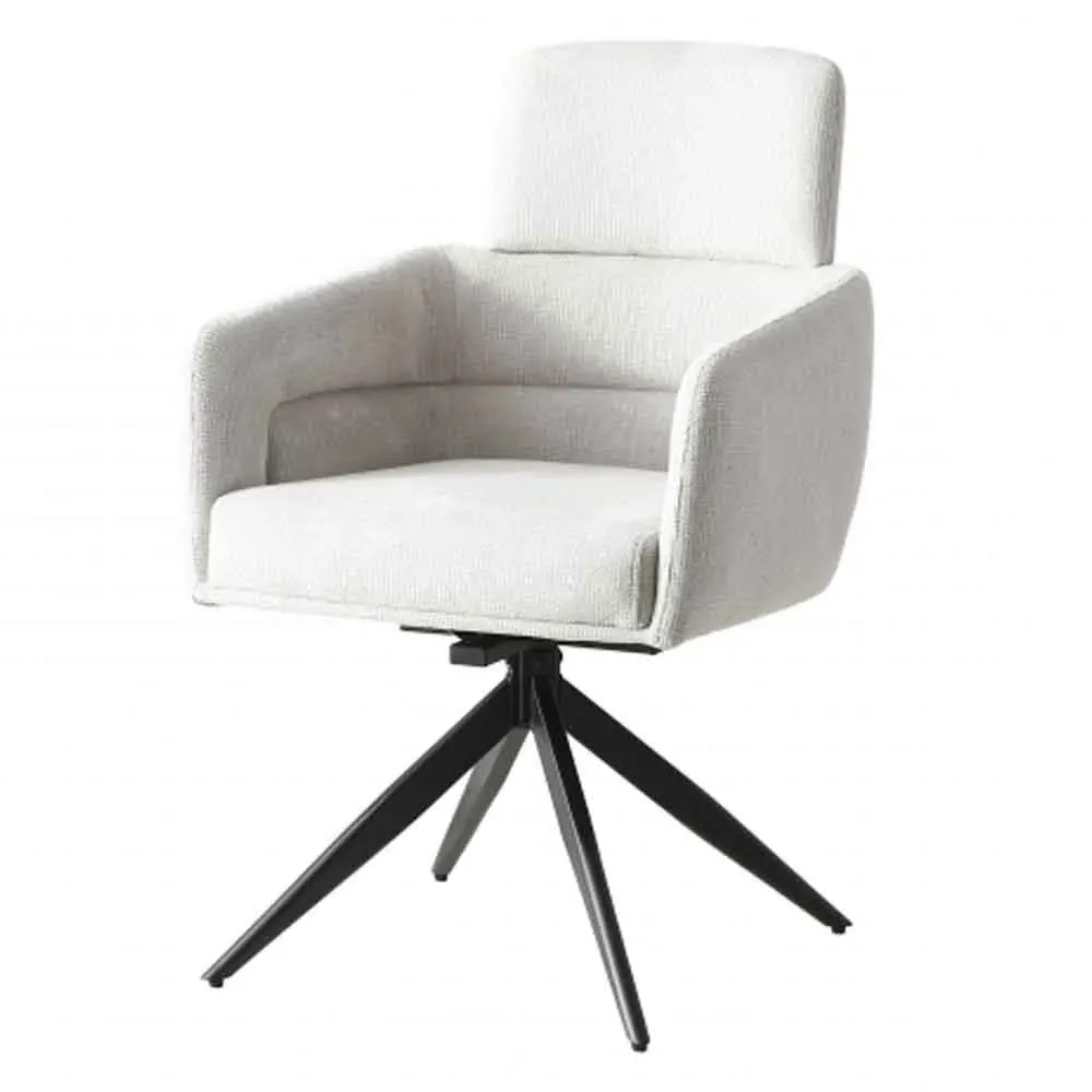 Quechee Swivel Chair with Armrests - White, Fabric product
