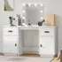 Quella Pinewood Dressing Table with LED Lights - White, Pine Wood