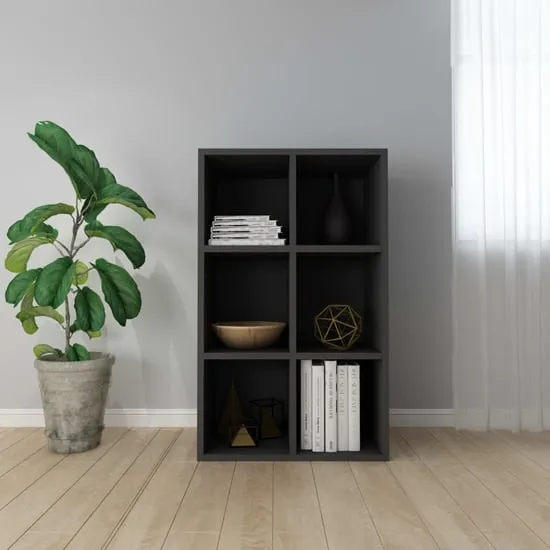 Quena 6-Compartment Bookcase - Black, Engineered Wood image