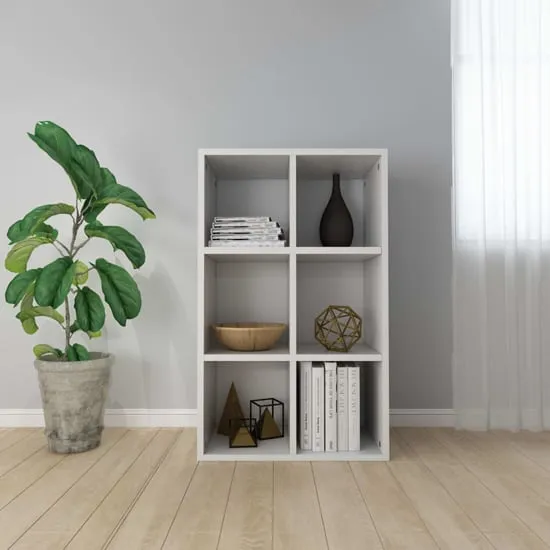Quena 6-Compartment Bookcase - White, Engineered Wood