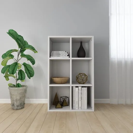 Quena High Gloss Bookcase with 6 Compartments - White image