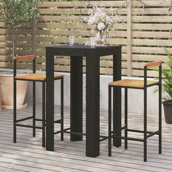 Quest 3-Piece Garden Bar Set - Black, Poly Rattan product