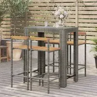 Quest 5 Piece Garden Bar Set - Grey, Poly Rattan
