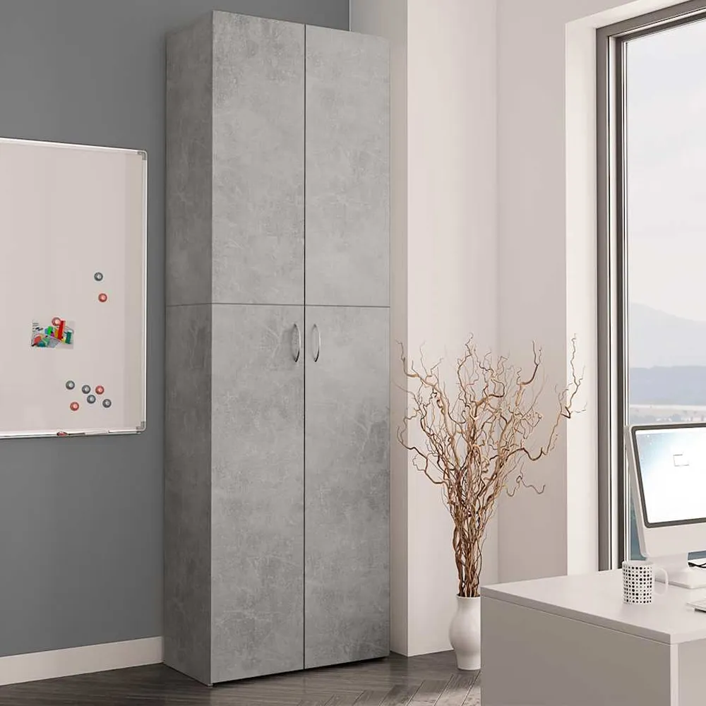 Quilcene Office Cabinet with Storage - Concrete Grey, Engineered Wood product
