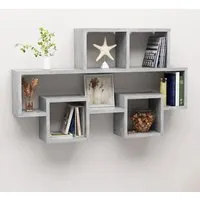 Quillon Car-Shaped Wall Shelf - Concrete Effect, Engineered Wood