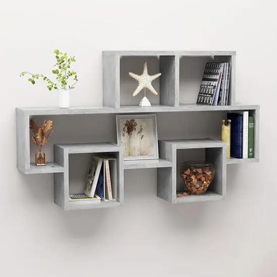 Quillon Car-Shaped Wall Shelf - Concrete Effect, Engineered Wood image