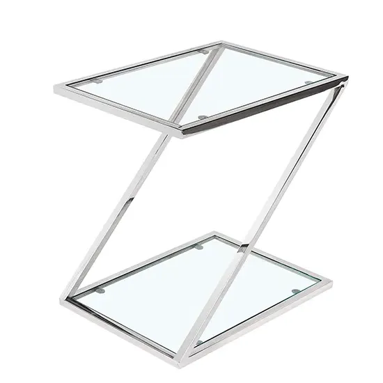 Quin Lamp Table - Clear Glass, Silver Stainless Steel product