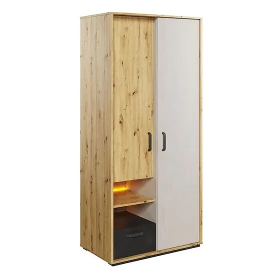 Quincy 2-Door Wardrobe with LED - Artisan Oak