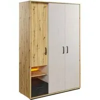 Quincy 3-Door Wardrobe with LED - Artisan Oak