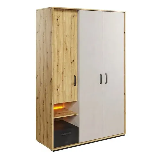 Quincy 3-Door Wardrobe with LED - Artisan Oak