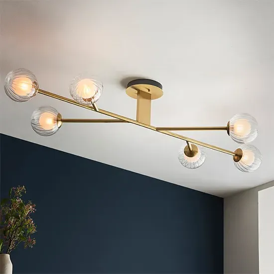 Quincy 6-Light Semi-Flush Ceiling Light - Satin Brass product