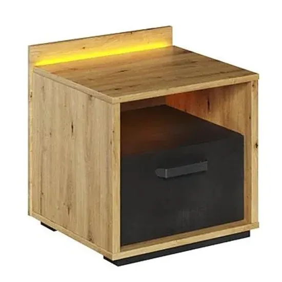 Quincy Bedside Cabinet with LED - Artisan Oak