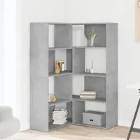 Quincy Corner Bookcase with 8 Shelves - Grey, Engineered Wood