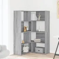 Quincy Corner Bookcase with 8 Shelves - Grey, Engineered Wood