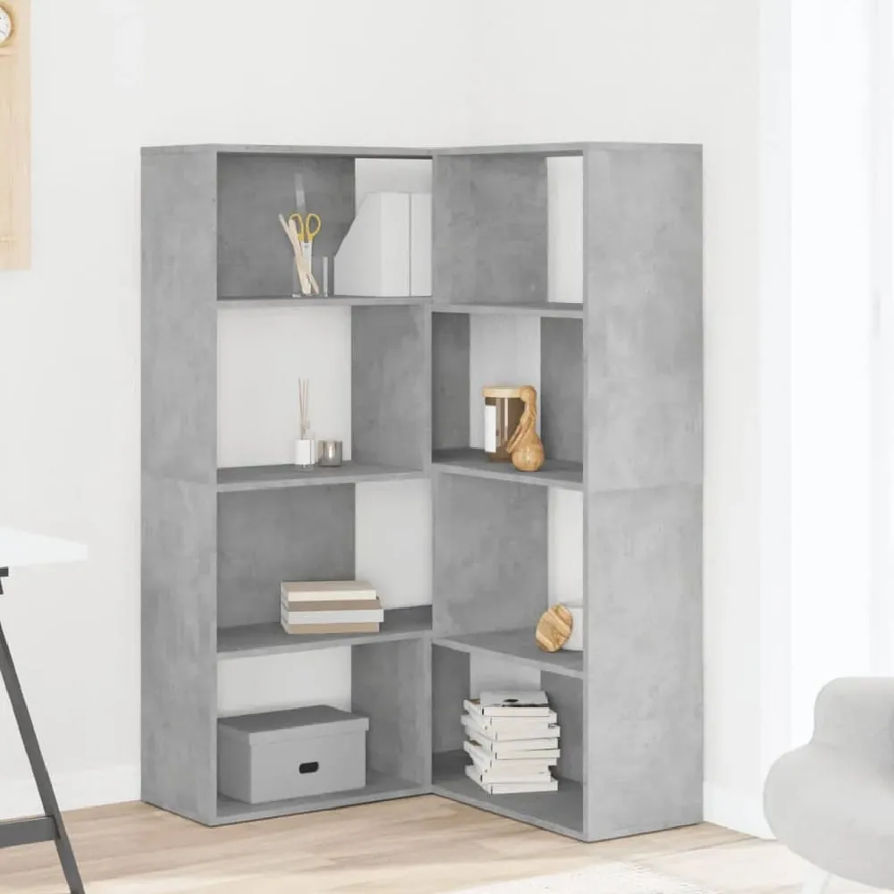 Quincy Corner Bookcase with 8 Shelves - Grey, Engineered Wood image