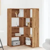 Quincy Corner Bookcase with 8 Shelves - Oak, Engineered Wood