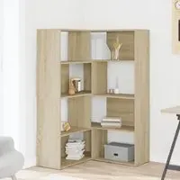 Quincy Corner Bookcase with 8 Shelves - Sonoma Oak, Engineered Wood