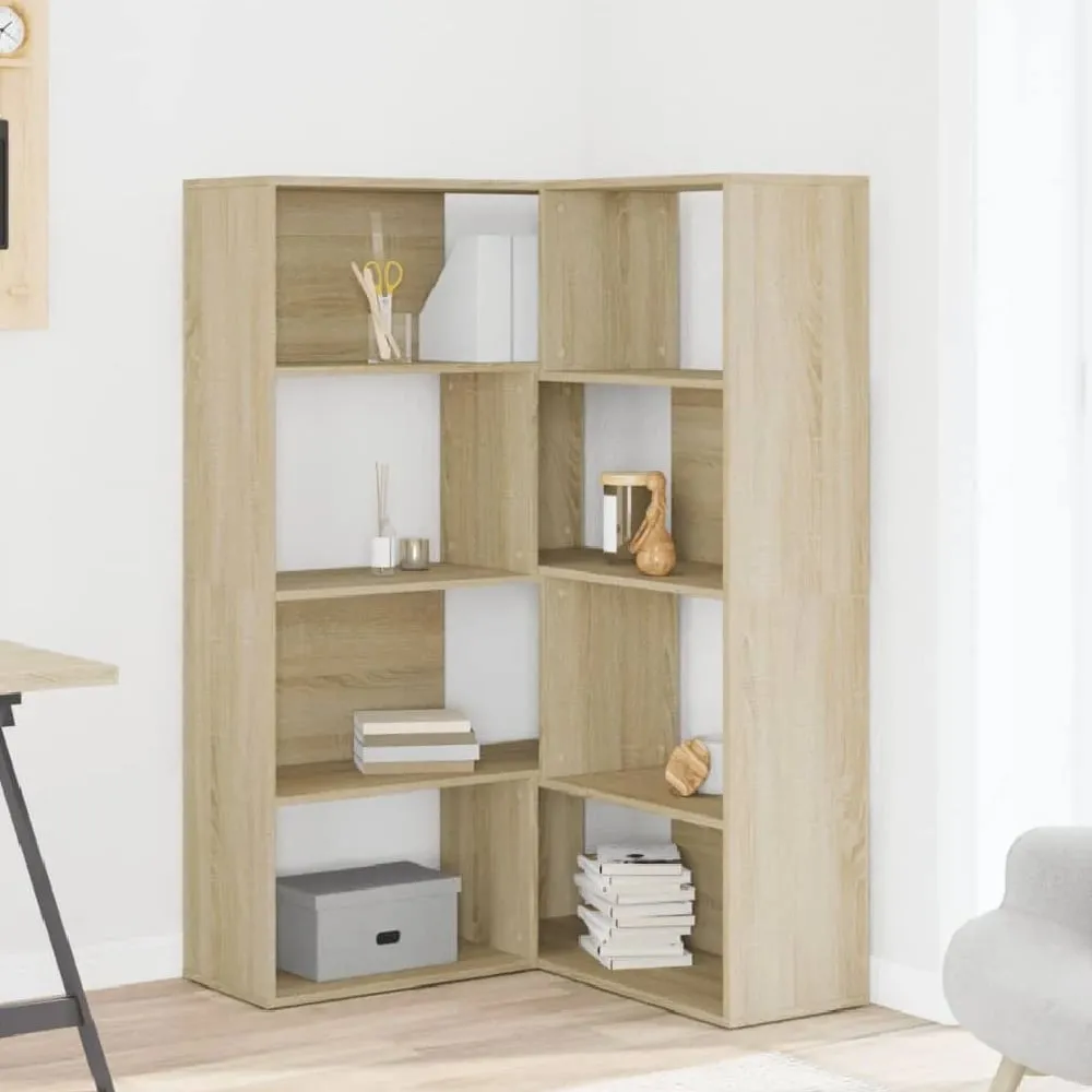 Quincy Corner Bookcase with 8 Shelves - Sonoma Oak, Engineered Wood