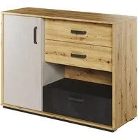 Quincy Kids Sideboard 1 Door 3 Drawers with LED - Artisan Oak