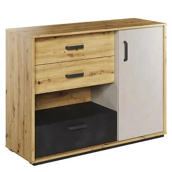 Quincy Kids Sideboard 1 Door 3 Drawers with LED - Artisan Oak image