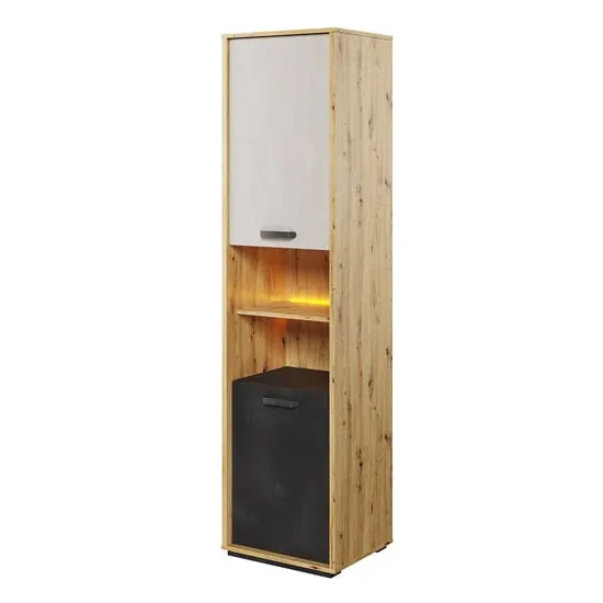 Quincy Tall Storage Cabinet with LED - Artisan Oak