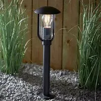 Quinn Outdoor Floor Post Light - Textured Black, Clear Glass