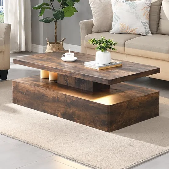 Quinton Coffee Table with LED - Rustic Oak, MDF image