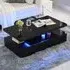 Quinton Glass Top Coffee Table with LED - Black, High Gloss