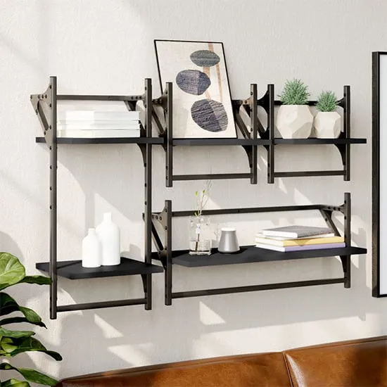 Quito 4 Piece Wall Shelf Set - Black image