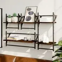 Quito 4 Piece Wall Shelf Set - Brown, Oak