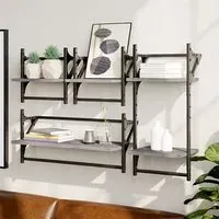 Quito 4 Piece Wall Shelf Set - Grey, Oak