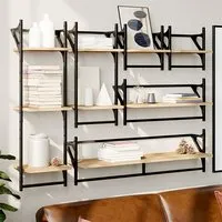 Quito 6 Piece Wall Shelf Set - Oak