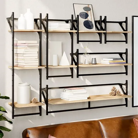Quito 6 Piece Wall Shelf Set - Oak