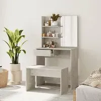 Quito Dressing Table Set with Stool - Concrete Effect