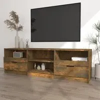 Qusay TV Stand with 2 Drawers - Smoked Oak, Engineered Wood