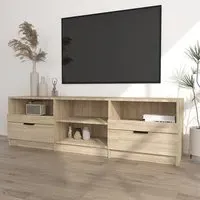 Qusay TV Stand with 2 Drawers - Sonoma Oak, Engineered Wood