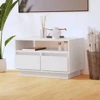 Qwara TV Stand with 2 Drawers - White, Pine Wood