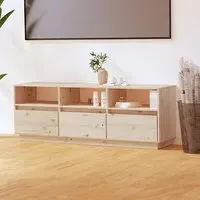 Qwara TV Stand with 3 Drawers - Natural, Pine Wood
